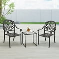 thumbnail image 4 of Gymax 2 Pieces Cast Aluminum Chairs Set of 2 Stackable Patio Dining Chairs w/ Armrests, 4 of 10