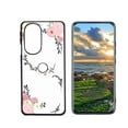 thumbnail image 1 of Compatible with Motorola Edge 30 Pro Phone Case, Floral-initial-Flower-Black-Pink-Custom46 Case Men Women, Flexible Silicone Shockproof Case for Motorola Edge 30 Pro, 1 of 1