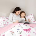 thumbnail image 4 of Erosebridal Girl Watercolor Ribbon Bedding Comforter Set 7 Pieces, Groovy Flower Full Bedding Set, White Pink, 4 of 7