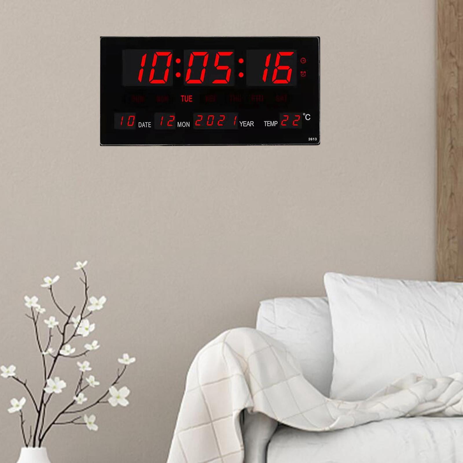 Large Screen Digital Wall Clock W/ Temperature Calendar LED 12/ Large Number Display Alarm Clocks for Table, Office,Restaurant ,Hotel Decor