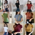 thumbnail image 4 of Hauts à Manches Courtes en Tricot Mi-Col Roulé pour Femmes, 4 of 5