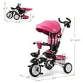 thumbnail image 4 of 6-In-1 Kids Baby Stroller Tricycle Detachable Learning Toy Bike w/ Canopy Pink, 4 of 9