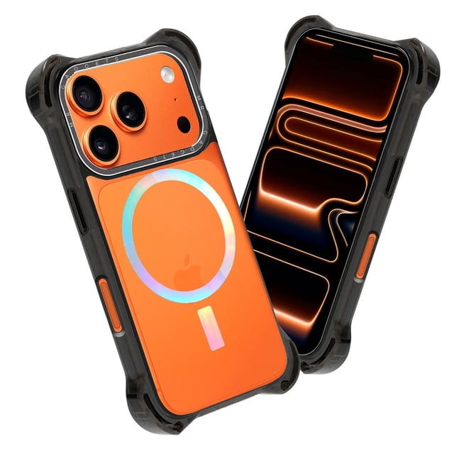 Mr. Gadgets Funda De Uso Rudo Para iPhone, Diseño Magnetico, Case Transparente De Acrilico Epoxi, Tecnología Ultra Bounce, Anti-caídas Compatible Con iPhone 17 Pro Max Color Negro Tornasol