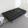 thumbnail image 2 of Leather Futon Sofa Bed, Sofa Loveseat Memory Foam Small Sofa Foldable Loveseat with Armrests for Compact Living Spaces Apartment Dorm Studio Guest Room Home Office, Black, 2 of 7