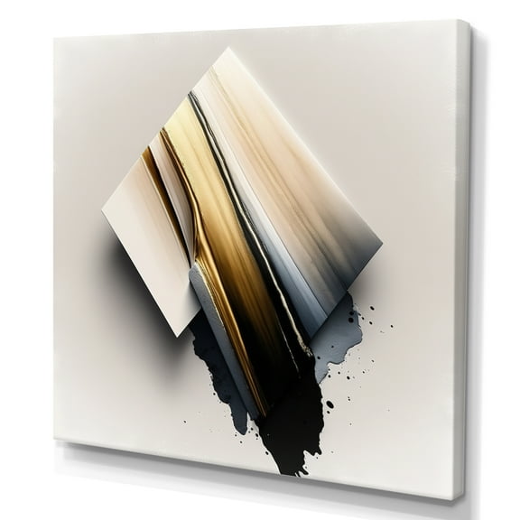 Designart Black And Gold Cubic Expression III Canvas Wall Art