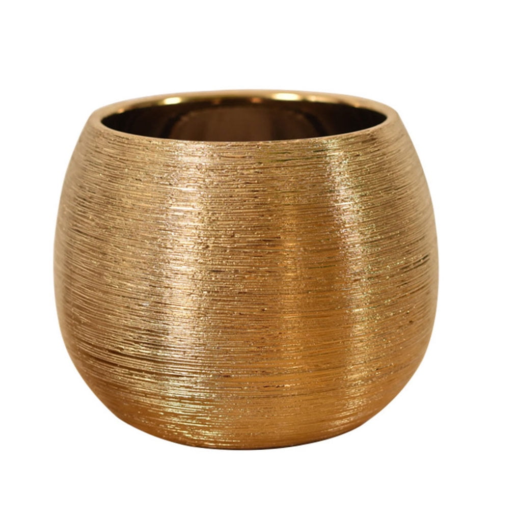 Worgeous Gold-plated Ceramic Flowerpot for Gardening Round Vase Succulent Planter Golden