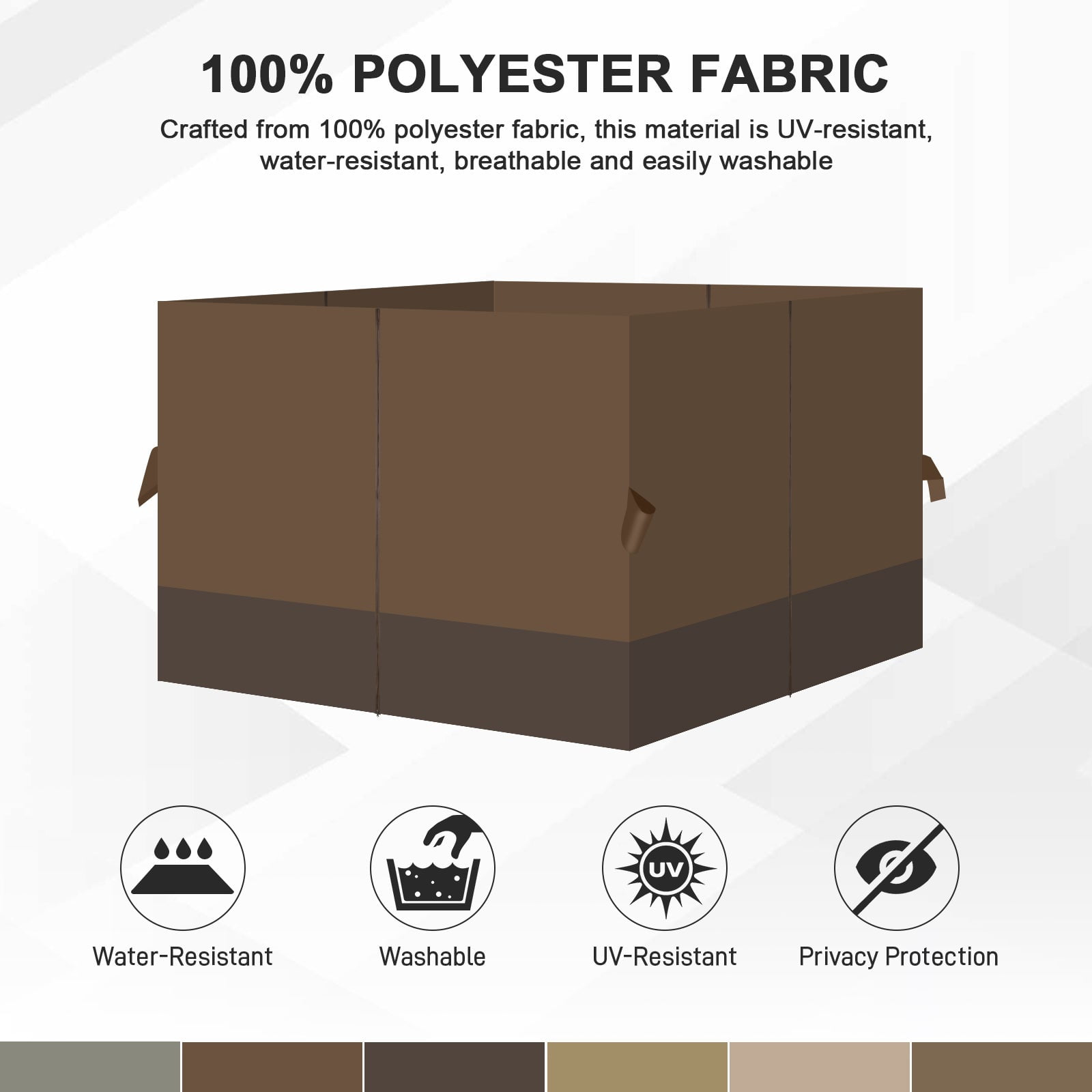 Aoodor 10' x 12' Gazebo Curtain Set Protecting Privacy Side Walls 4 Panels, Curtain Only - Brown and Coffee