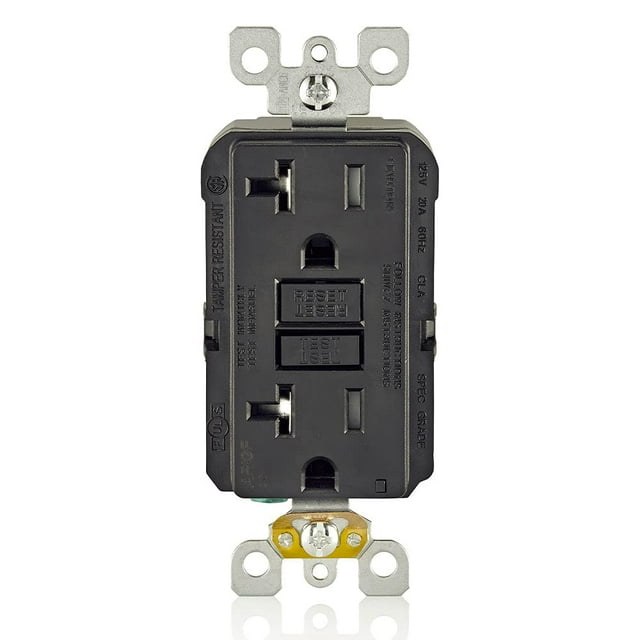 Outlet Leviton AFCI/GFCI 20A de doble función, autocomprobación, color negro