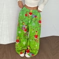 thumbnail image 2 of Women's Casual Christmas Print Elastic Waist Loose Fit With Plush Wide Leg Pants, 2 of 2
