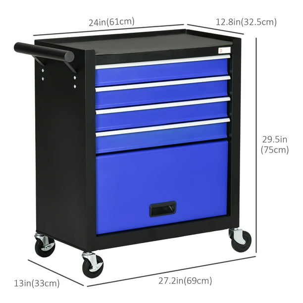 DURHAND 4 Drawer Tool Chest Rolling Tool Box with Storage Cabinet Handle
