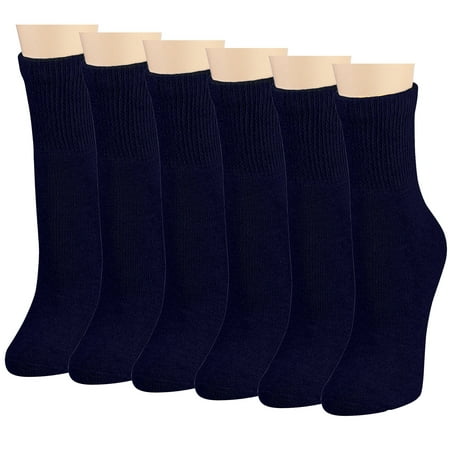 

Falari 6-Pack Navy Women Diabetic Quarter Socks for Diabetes Edema and Circulatory Loose Fitting