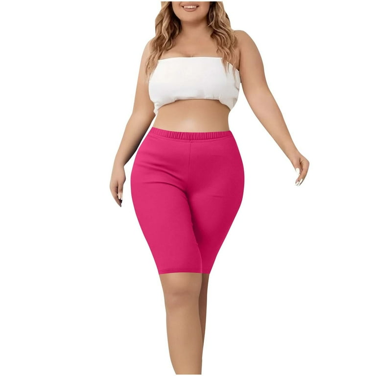 Bloomae Plus Size Short Leggings for Women Sport Capris Above Knee