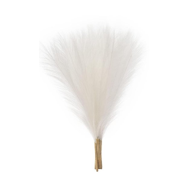 Hierba de pampa artificial, 18 pulgadas/45 cm, hierba de pampa artificial esponjosa, 5 tallos, arreglo floral de hierba pomposa, color blanco