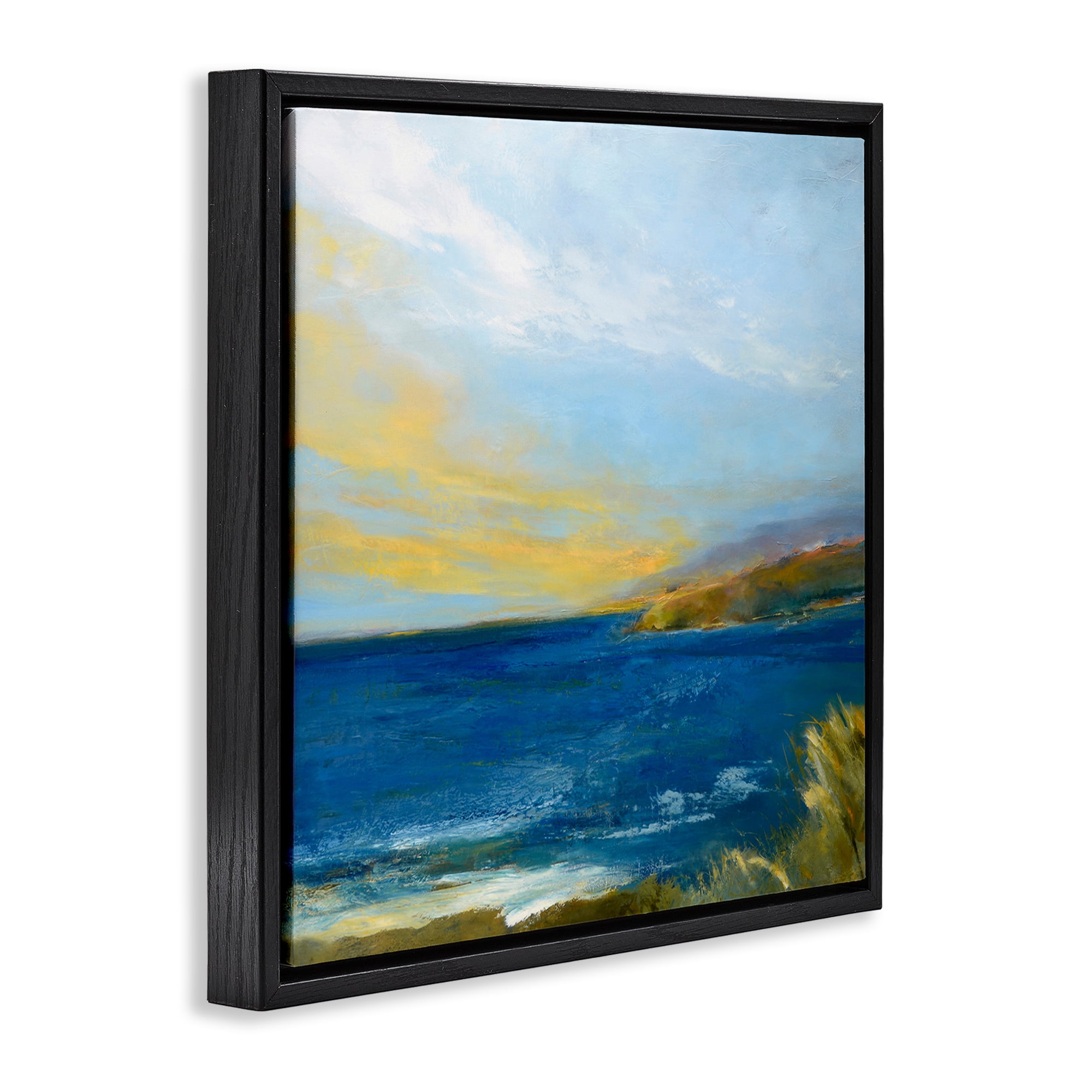 Stupell Industries Vibrant Ocean Light at Dusk Black Framed Floater Canvas Wall Art, design by Patrick Dennis