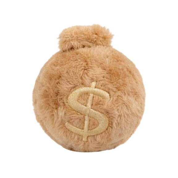 Forestwhale Money Bag Shaped Squeaky Pet Toy 3.1in Plush-Covered TPR Spiky Ball for Interactive Play Boredom Relief Teething for Cats & Dogs