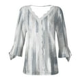 thumbnail image 5 of Dyegold Blouses For Women Dressy Casual 3/4 Flare Sleeve Lace Trim V Neck Floral Print Vintage Tunic Tops Loose Fit Shirts, 5 of 5