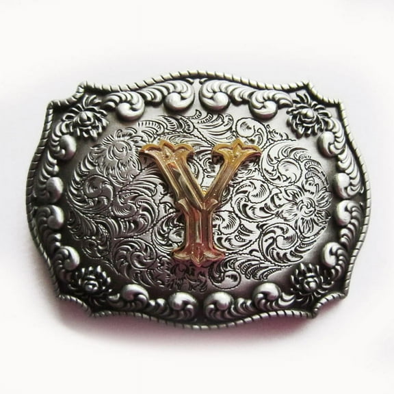 Vintage Style Initial Letter Y Cowboy Cowgirl Western Belt Buckle