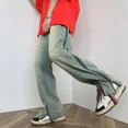 thumbnail image 4 of Pantalones punk con bolsillos, pantalones vaqueros de hip hop para hombre, pantalones vaqueros rectos para hombre, lavados apilados, moda 2024, Y2k, vintage, originales, nuevos, 4 of 5