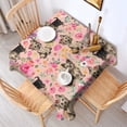thumbnail image 2 of Yorkie Dog and Flower Florals Square Tablecloth,Waterproof Square Table Cover,Wipeable Spillproof Washable Table Cover for Home Kitchen Party Decor 42"X42"(107x107cm), 2 of 6