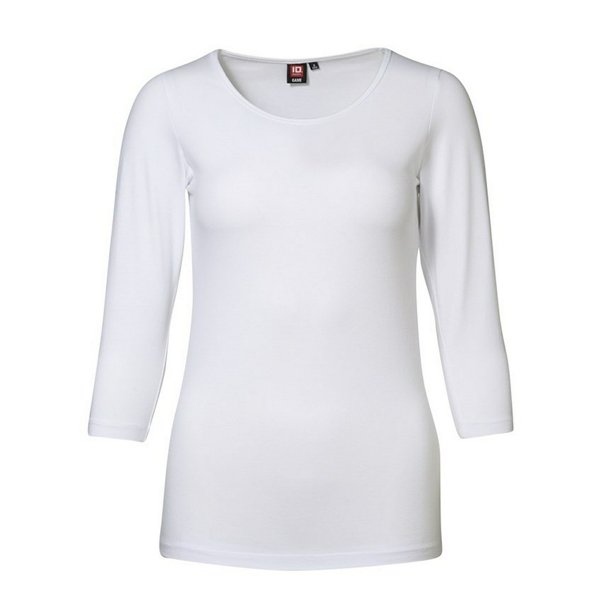 ID Camiseta elástica ajustada con mangas 3/4 para mujer/señora (Blanco)