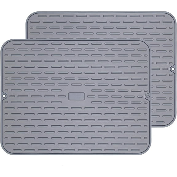 XUET To encounter Silicone Dish Drying Mat - Extral Large 24" x 18" - Set of 2 Flexible Rubber Drying Mat, Heat Resistant Silicone Trivet, Countertop Mat, Dish Draining Mat, Sink Mat