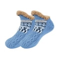 thumbnail image 2 of Unisex Fleece Lined Thick Ankle Socks Indoor Home Floor Socks Soft Knit Slipper Socks For Cold Weather Use Warm Cozy Winter House Socks Non Slip Bottom Thermal Bed Socks Plush Lining Sleep Socks, 2 of 3