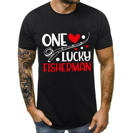 ZHOUCHANKIDS Mens Valentine s Day T-Shirt Valentine s Day Matching Couples T-Shirts For Men And Women With Print Design On Short Sleeve Crew Neck Blouse Black XXL