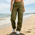 thumbnail image 3 of Maplenight Womens Cargo Pants Elastic Waist Button Hiking Pants Casual Travel Work Trousers with Multi Pockets, 3 of 8