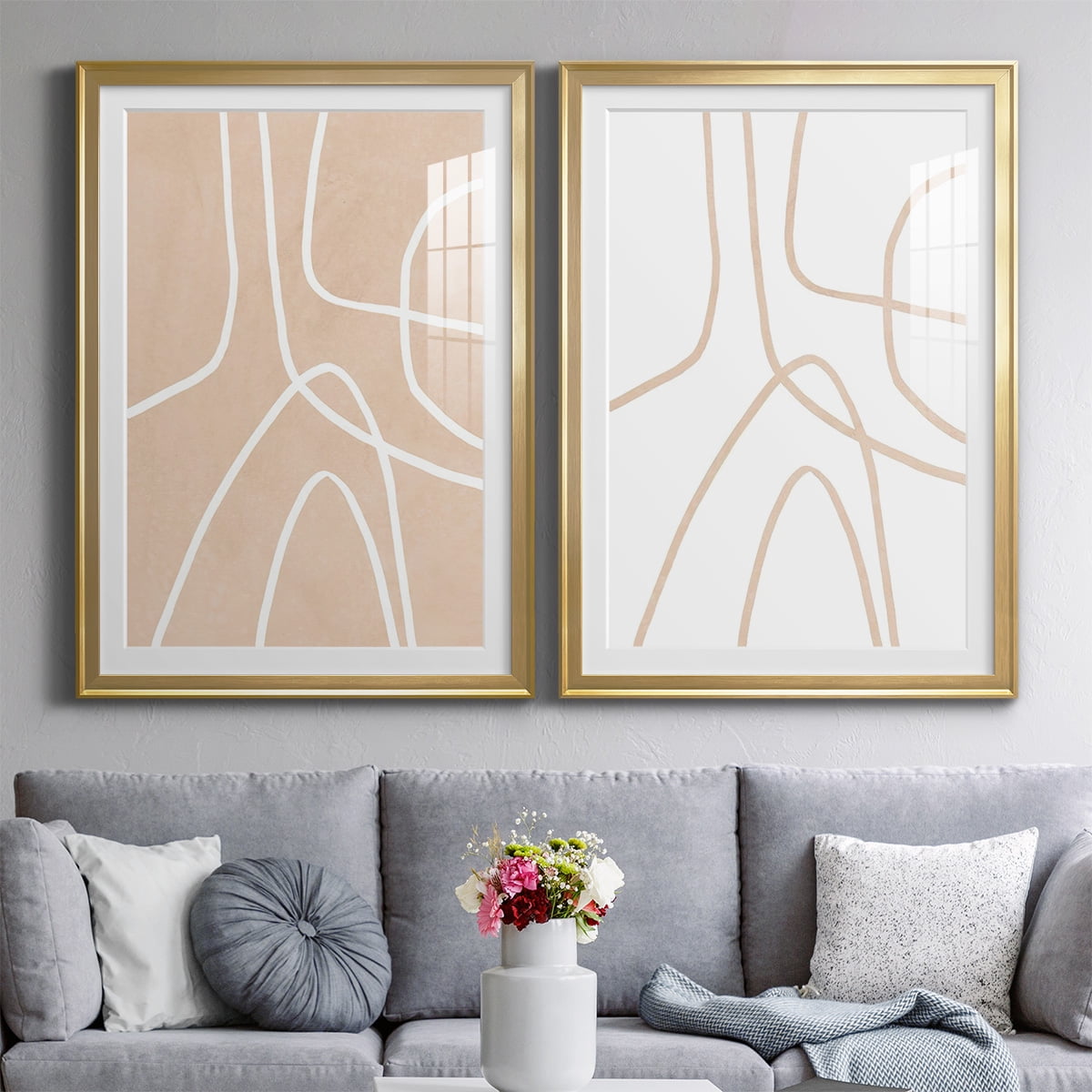 Wexford Home Clean Contour I Premium Framed Print, 26.5" x 36.5" - Ready to Hang, Gold (Set of 2)