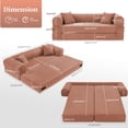 thumbnail image 2 of VFD 3-Seat Convertible Sleeper Sofa Bed with 2 Pillows, Teddy Sofa Corduroy Folding Mattress Couch, No Assembly Required Floor Sofa Lounge Boneless Couch for Living Room Bedroom, Pink, 2 of 9