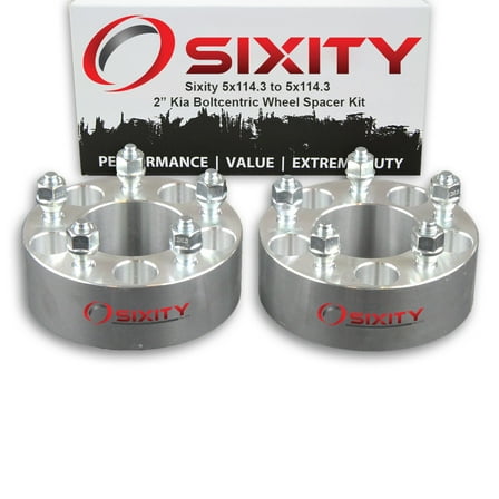Sixity Auto 2 pc 2" 5x114.3 Wheel Spacers compatible with Kia Optima Sportage Sedona M12x1.5mm 1.25in Studs Lugs