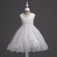 thumbnail image 5 of ATOGUTA Junior Bridesmaid Dresses White Sleeveless Tulle Formal Wedding Pageant Party Fancy Princess Ball Gown Dresses 2T-12, 5 of 7