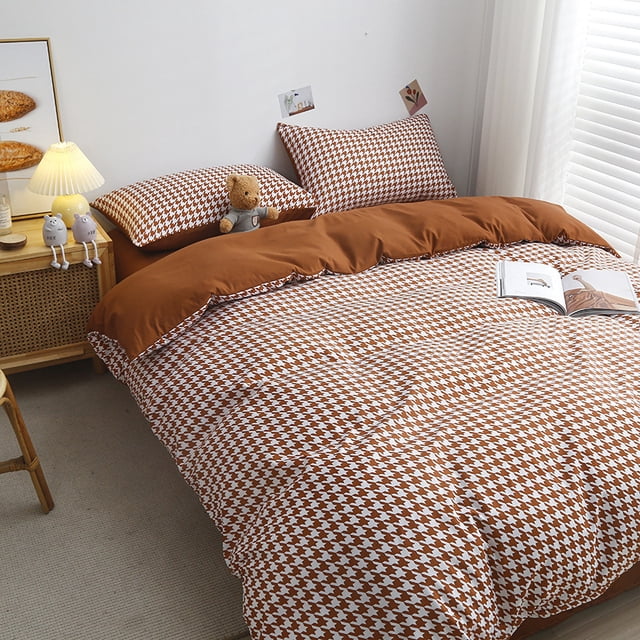 Bedding Four-piece Set Summer Solid Color Washed Cotton Quilt Cover Bed Sheet Three-piece Set Bedding Quilt Cover Nantong Wholesale