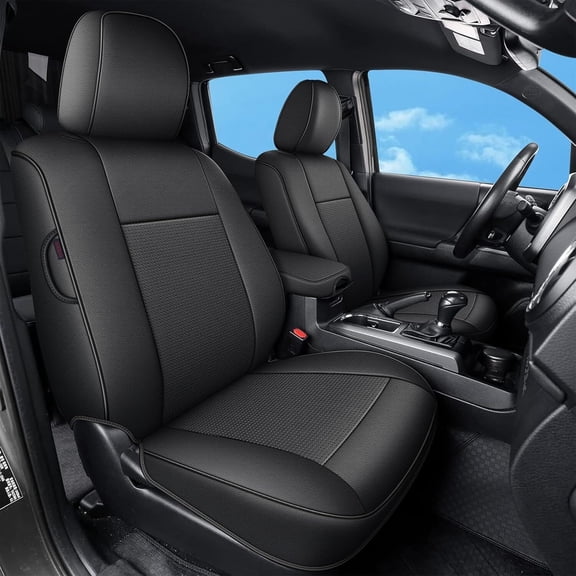 DIKSOAKR Custom Fit Seat Covers For Toyota Tacoma Crew Cab 2005-2015, Faux Leather Waterproof Seat Protectors, Full Set, Airbag Compatible, (Black,5 Seats)