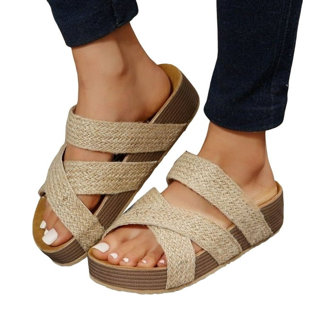 Sandales à Plateforme pour Femmes, Claquettes, Été, Plage, Décontractées, Épaisses, à Enfiler, Semelle Confortable, Pantoufles d'Extérieur