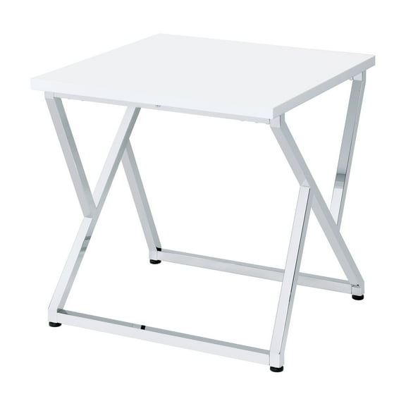 Furniture of America Cano Glam High Gloss White 24-inch Side Table by