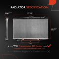 thumbnail image 2 of A-Premium Engine Coolant Radiator Assembly with Transmission Oil Cooler Compatible with Nissan Altima 1993-1997 2.4L, Automatic Transmission, Replace# 8011573, 214101E400, 2 of 8