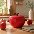 thumbnail image 4 of geerera Cute Apple Ceramic Bowl with Lid & Handles, Oven-Safe Serving Bowl, Decorative Tableware for Soup, Stews, Desserts, Home Decor, Gifting, 4 of 8