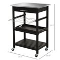 thumbnail image 3 of HOMCOM 3-Tier Pine Stool Kitchen Island w/ Drawer Stainless Steel Wine Rack, 3 of 10