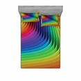 thumbnail image 2 of Ambesonne Colorful Fitted Sheet & Pillow Sham Set, Color Wave Curls Art, Twin, Multicolor, 2 of 3