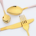 thumbnail image 3 of REGALWOVEN 4 Pieces Flatware Set, Stainless Steel Silverware with Knife, Cutlery Set, Serving Utensils Set for Kitchen Eating Tableware Pink 4, 3 of 6