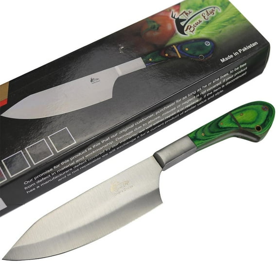 TheBoneEdge 11' Chef Kitchen Knife Green Packawood Handle Stainless Steel Blade