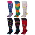 thumbnail image 2 of Different Touch 6 Pairs Pack Women Travelers, Anti-Fatigue, Graduated Compression Knee High Socks 9-11 (Assorted Printed #D), 2 of 3