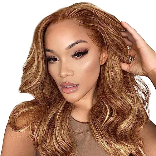 Peluca Keuet Blonde Highlight para cabello humano, 40 cm, 13 x 4, 5/27, balayage