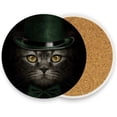 thumbnail image 5 of Coasters for Drinks Set of 4 Pieces Absorbent Ceramic Coasters with Cork Base, Green Hat Black Cat Coffee Coaster Great Gift for Table, Housewarming, Birthday, Kitchen, Home Decor Cup Coasters, 5 of 5