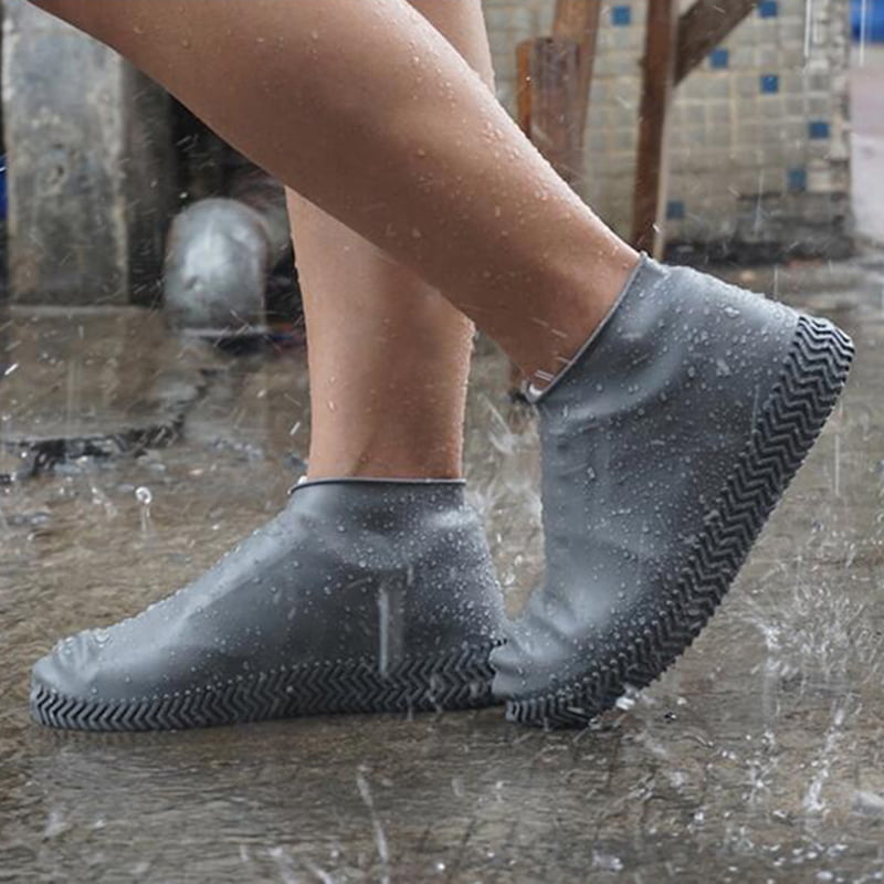 Portable Waterproof Shoe Covers Silicone Reusable Non-slip Durable Zipper Rain 