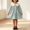 thumbnail image 2 of StSilkitty Dress for Girls Plaid Cotton Long Sleeve Collared Bowknot A-Line Dresses Fall Lightweight Casual Outfits, 2 of 7