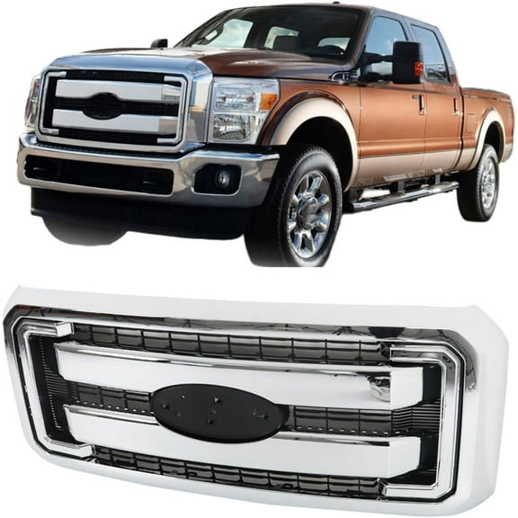 LABLT Chrome Grille Front Grille Replacement for Super Duty F250/F350/F450/F550 2011-2016