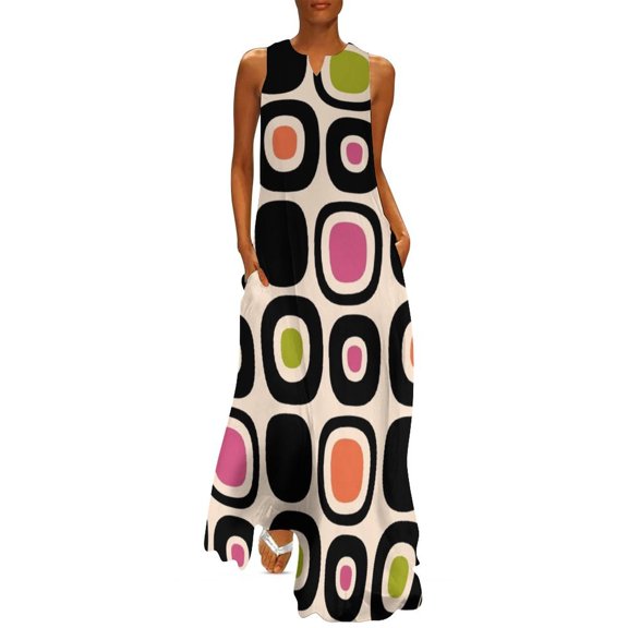 Colorful Retro Mid Ctury Modern Gard Path Pattern 126 Long Dress summer dress woman02 Dress for girls