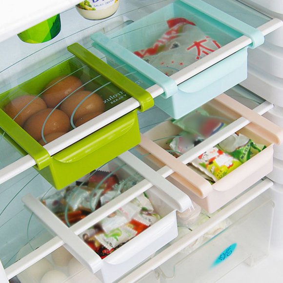 Refrigerator Pull-out Storage Drawers Organiser Space ;Fridge storage Saver Food Storage Box Fridge Rack Shelf Holder